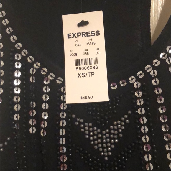 Express Black beaded & sequence tank top - Picture 3 of 3